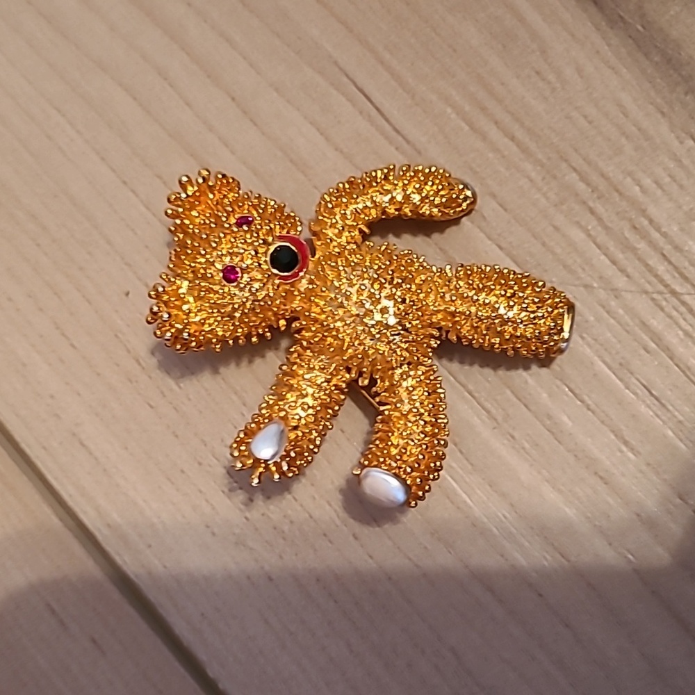 JBK CAMROSE & KROSS GOLDTONE TEDDY BEAR Jackie Kennedy replica